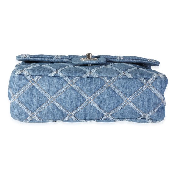 Chanel Blue Quilted Denim Medium Single Flap Bag - Picture 5 of 8